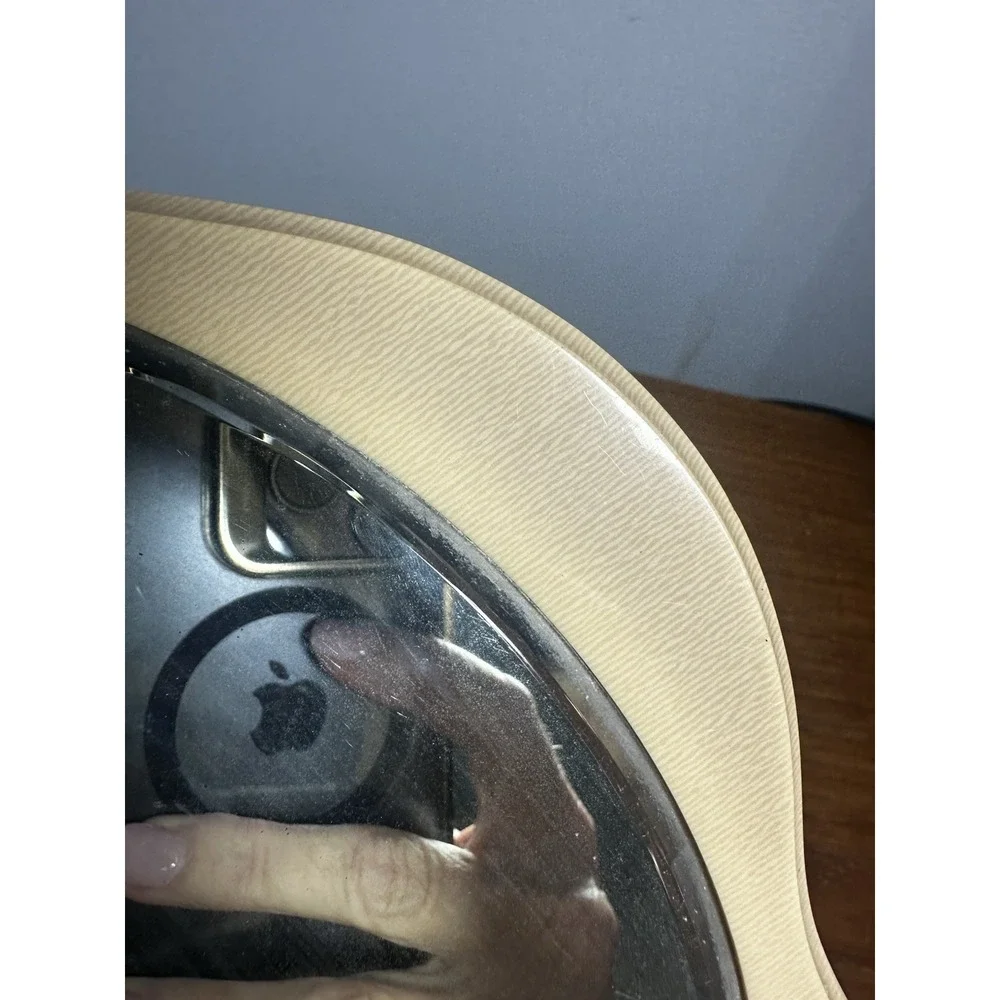 Vintage Goldaleur Hand Mirror Gold Glitter Back Cream Vanity MCM 1950s